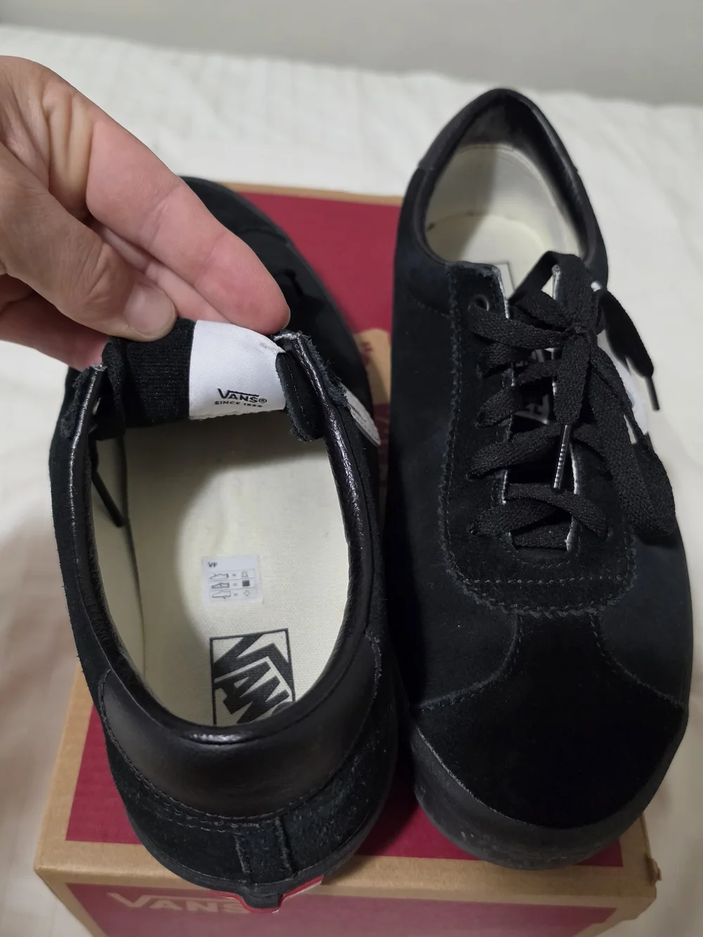 Vans Black Suede Low-Top Sneakers with White Side Stripe